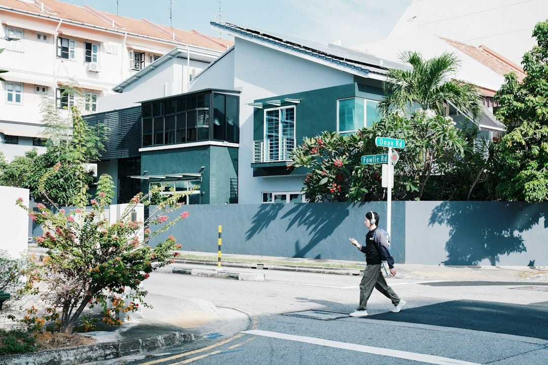 Modern corner terrace house facade